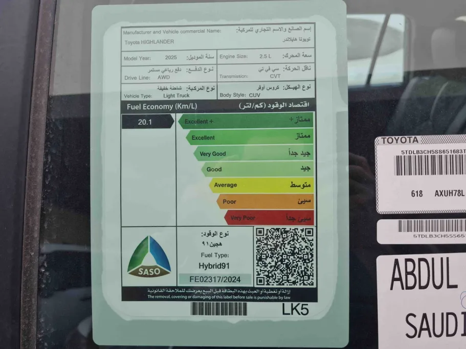 2025 Toyota Highlander GLE Black Edition	 