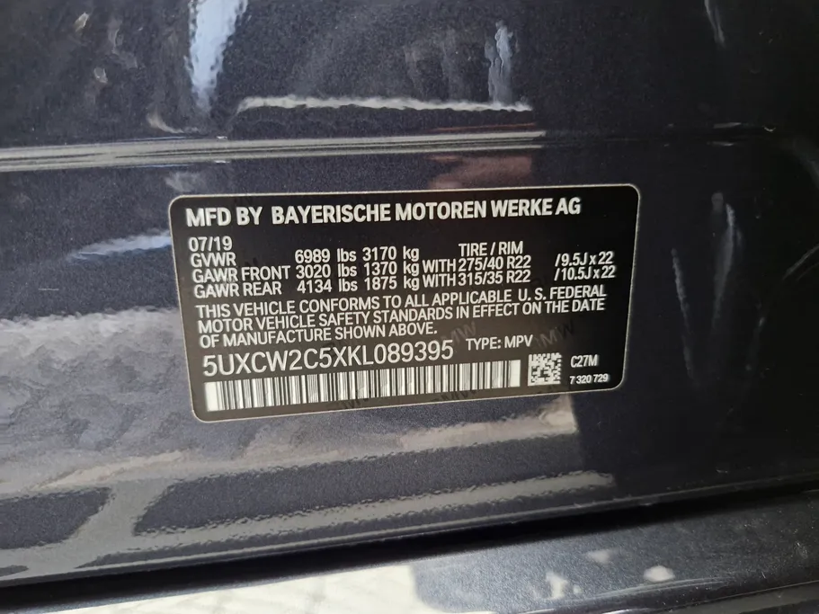 2019 BMW X Series 7 xDrive 40i	 